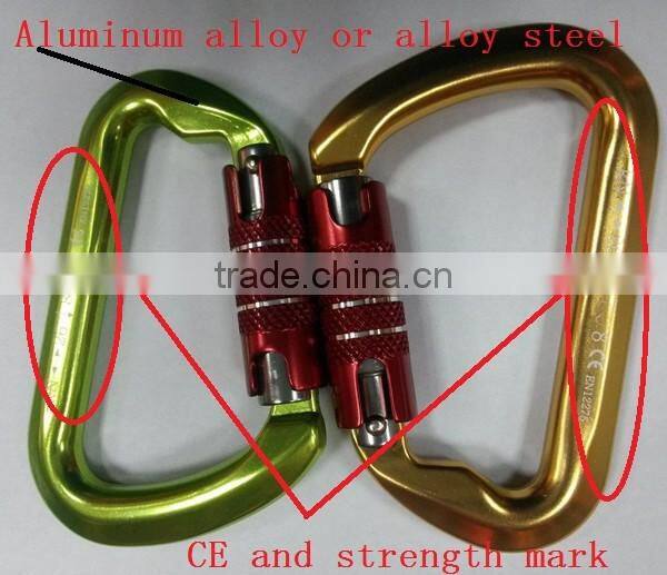 Carabiner safety snap hook and bulk with lock for climbing