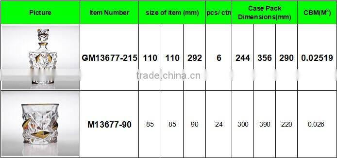 Liquid gold painting promotional old fashion magic glass wine decanter set