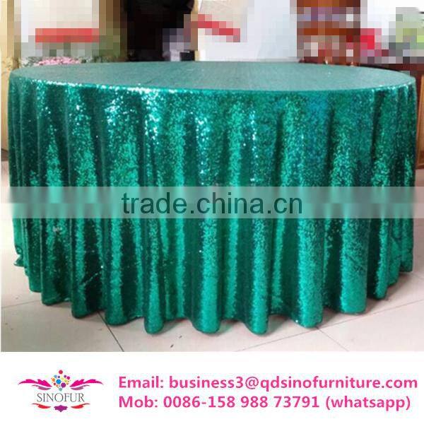 green wedding sequin table linens