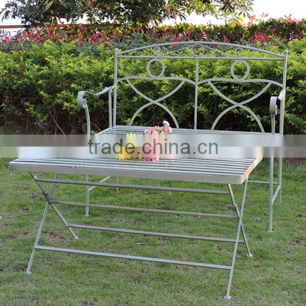 Retro Style Green Folding iron garden benches