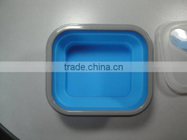 Food grade FDA silicone foldable lunch box, collapsible silicone lunch box