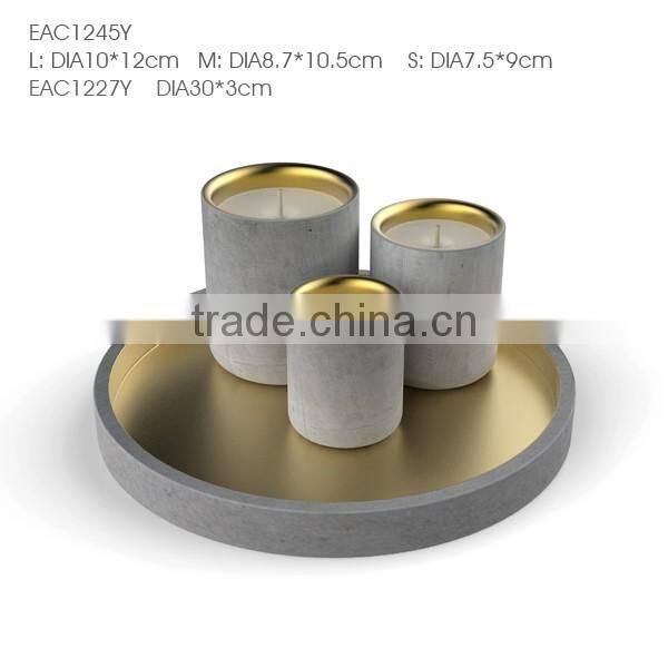 Wedding decorations marble and copper candle holder with copper lid