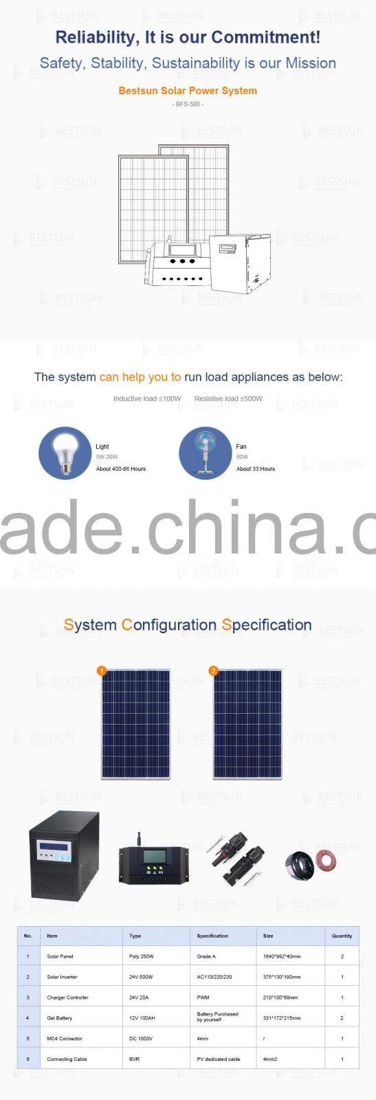 BESTSUN 500w Complete grid tie solar power system 8kw/solar energy/solar generator