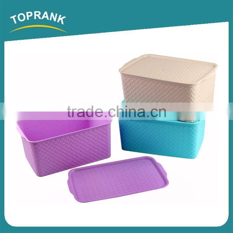 Toprank Different Size Design Pattern Home Living Plastic Storage Organizer Clothes Storage Box Container With Lid