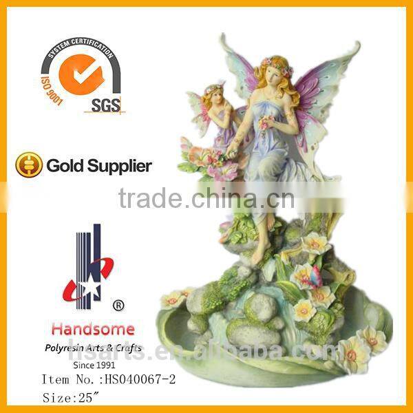 25" antique resin fairy indoor water fountain garden decoration