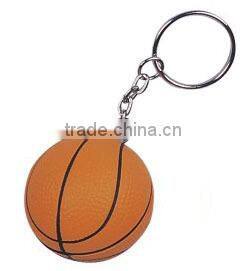 PU basketball keychain/stress reliever basketball key tag/anti stress ball keyring