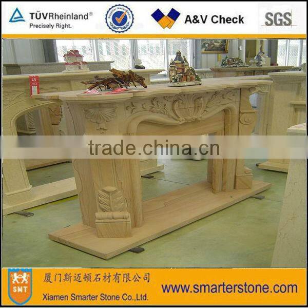 CAD drawing design beige marble fireplace