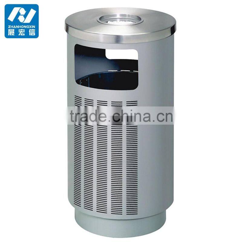 Outdoor park or street standing metal garbage bin