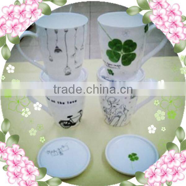 Bone China Ceramic Porcelain Cup/Mug with threaded lid