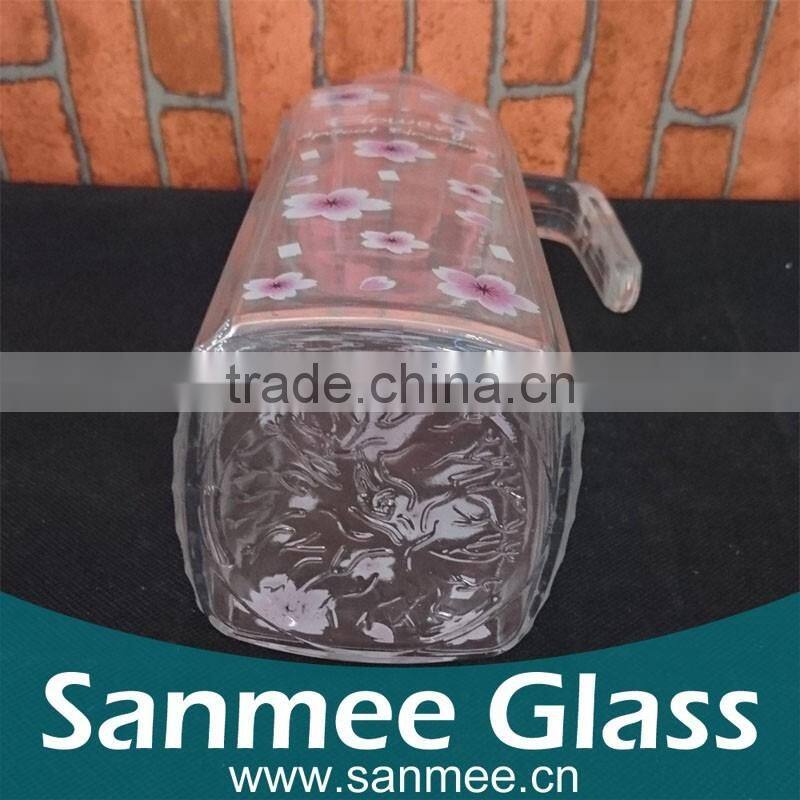 New Arrival Flower Printed Glass Water Jug Set