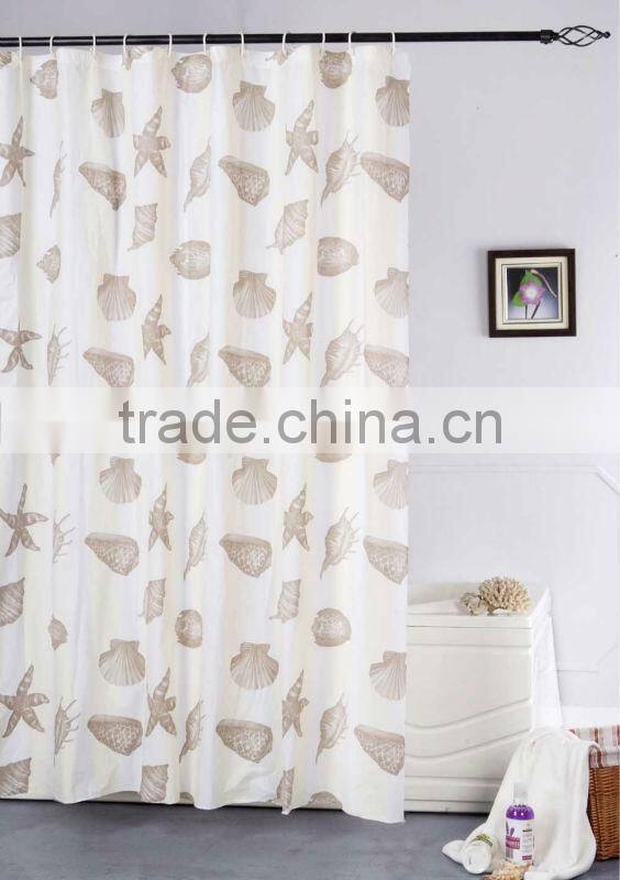 PEVA Bathroom Shower Curtain Liner with Hooks Clear with Sea Elements