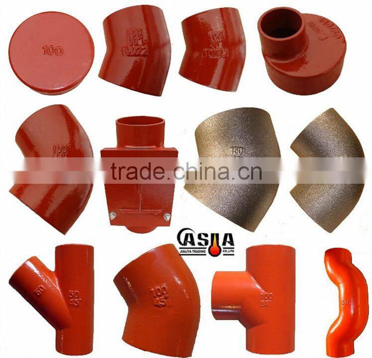 Red epoxy coated grey cast iron pipe fittings