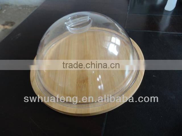 2016 nwe design bamboo cheese board with plastic dome