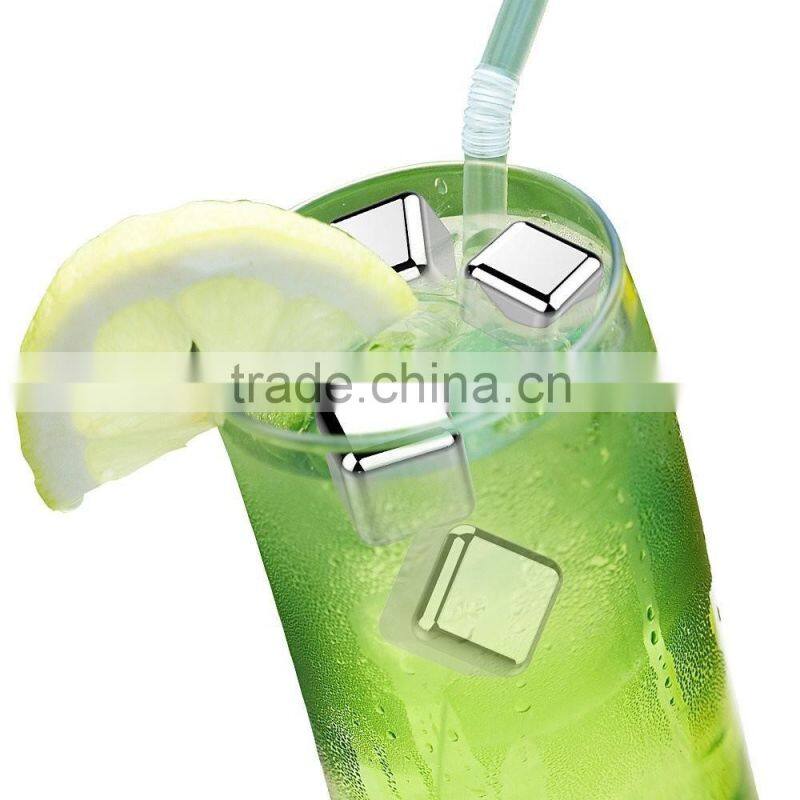 8 Stainless Steel Ice Chilling Cubes & Tongs