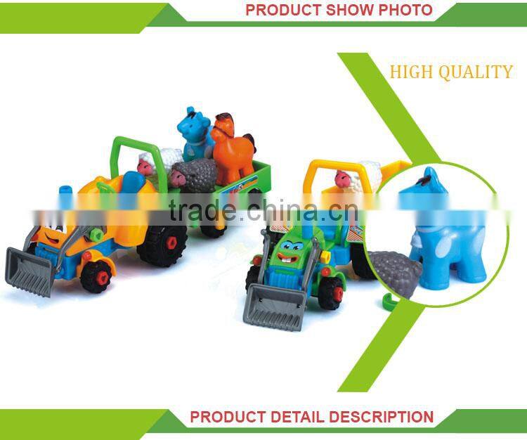 Hot sale kid plastic cartoon diy self truck toy car assembly kit
