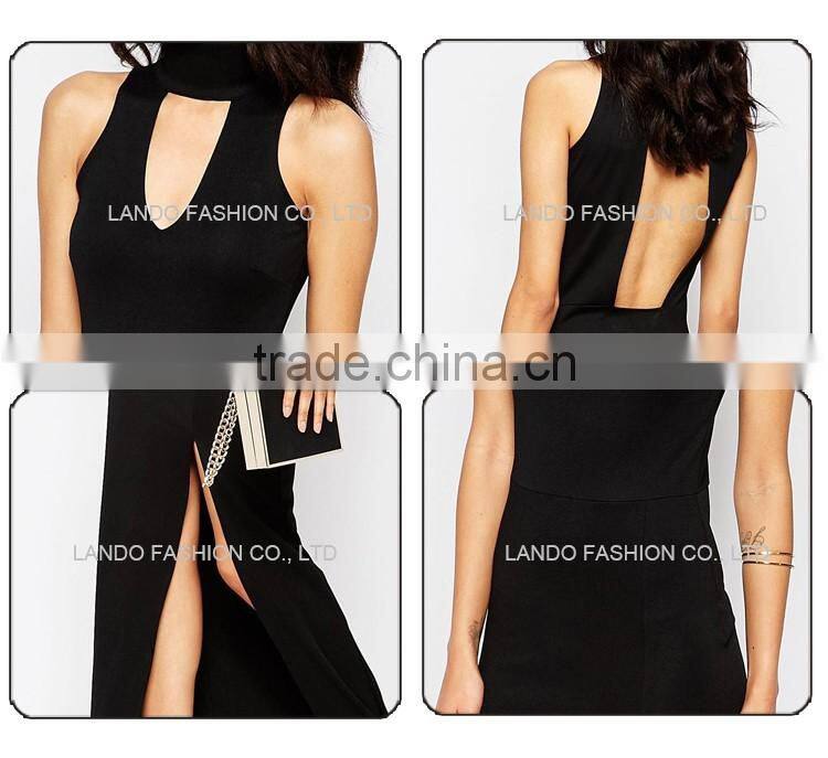 Ladies sex open back side split gown dress & Wholesale ladies fashion party wear gown evening dresses 2016