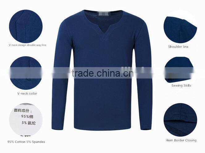 latest high quality long sleeve bulk v-neck T-shirt for man