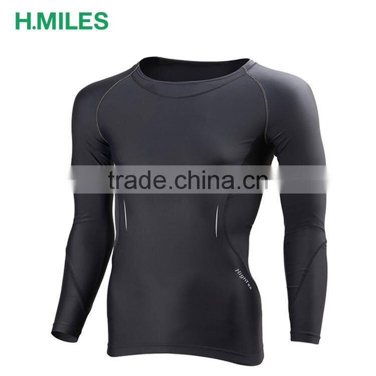 Basic Long Sleeve plain tights T-Shirt wholesale gym sport fitness wear compression shirts men