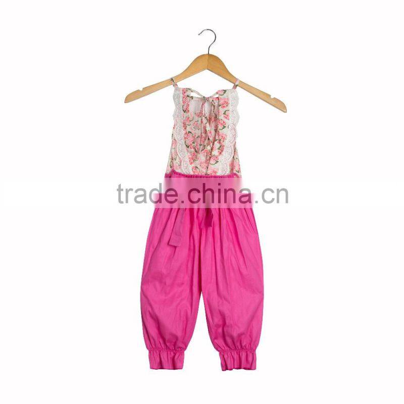 Newborn baby clothing wholesale china baby lace floral romper long pants