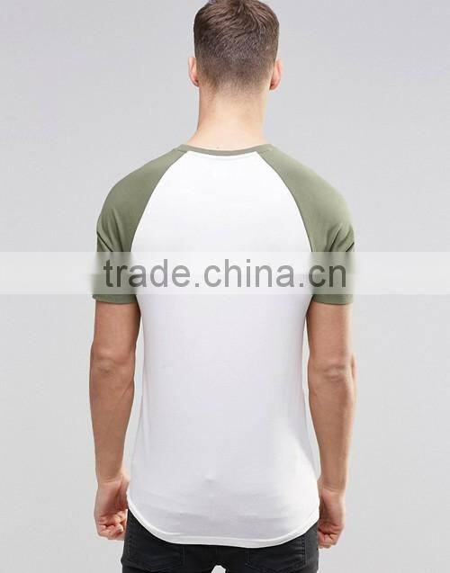 Wholesale men contrast raglan short sleeves muscle tight fit t-shirt
