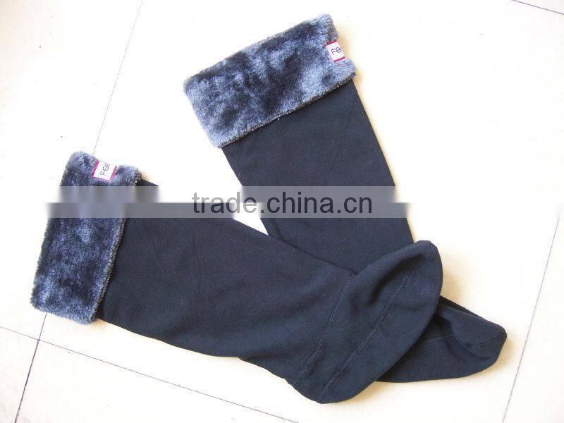 high quality winter windproof warm & soft fleece rain boot liners with knit cuff