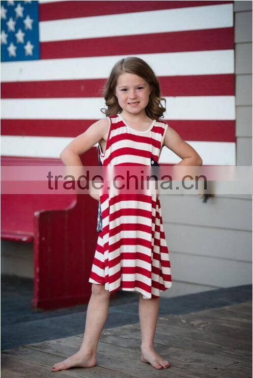 Fashion Baby Girl Summer Dress Children Cotton Dresses Kids Sleeveless Stripe Dresses For Girls