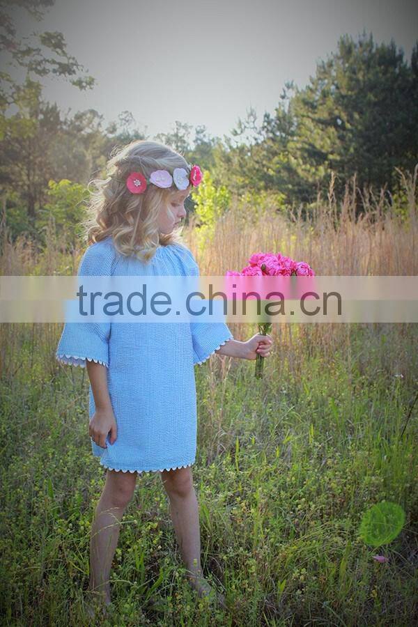 Spring Children Formal Dresses Girls Round Neck Solid Color Dresses Kids Frock Designs Girls Dress