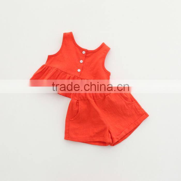 Kids Clothing Solid Color Series Clothing Set Singlet And Shorts Soft Cotton Garments