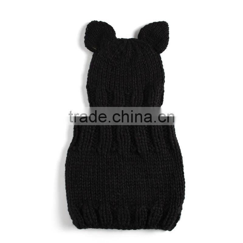 Hotsale Newborn Baby Crochet Knit Costume baby photo props Black Cat and Scarf 2pcs sets