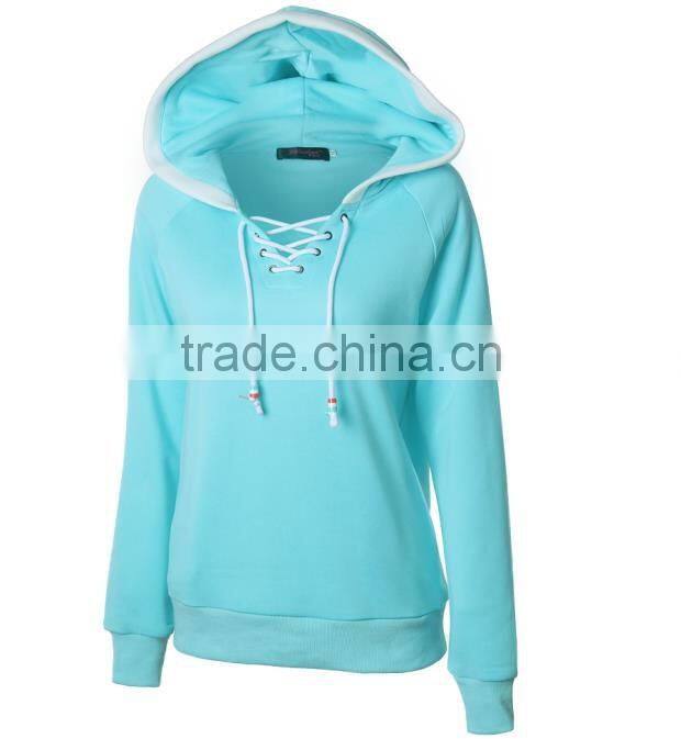 Winter Fashion Pullover Sweatshirt draw string hoodies Raglan Long sleeve blouse
