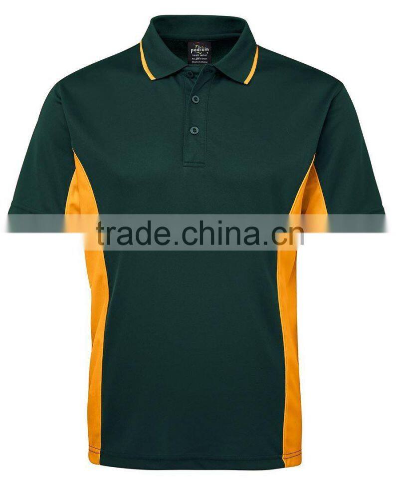 China supplier 100%polyester contrast colors sports gym wear athletic dry fit quick-dring mens running polo shirts