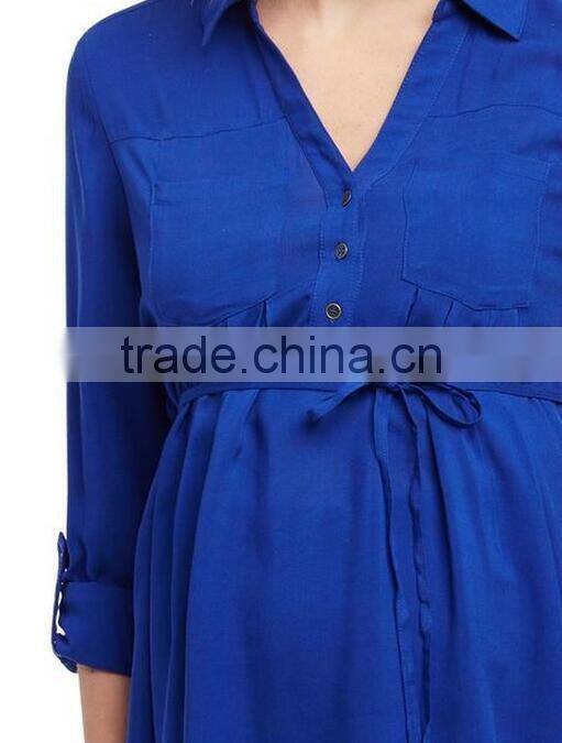 Maternity clothes wholesale maternity wear work shirt with front pocket