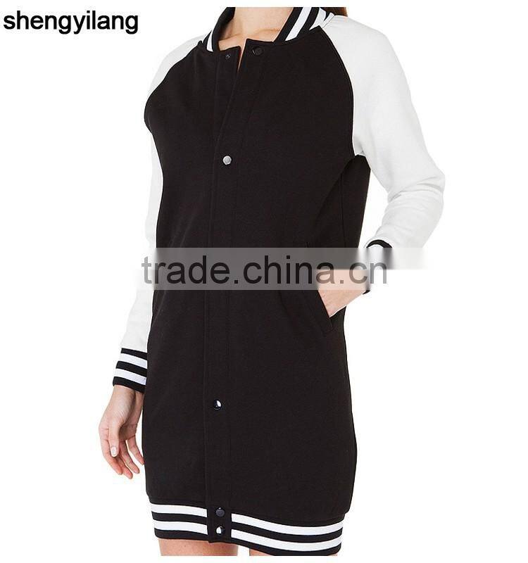 new fashion contrast colour autumn winter hoodies dress longline hoodies