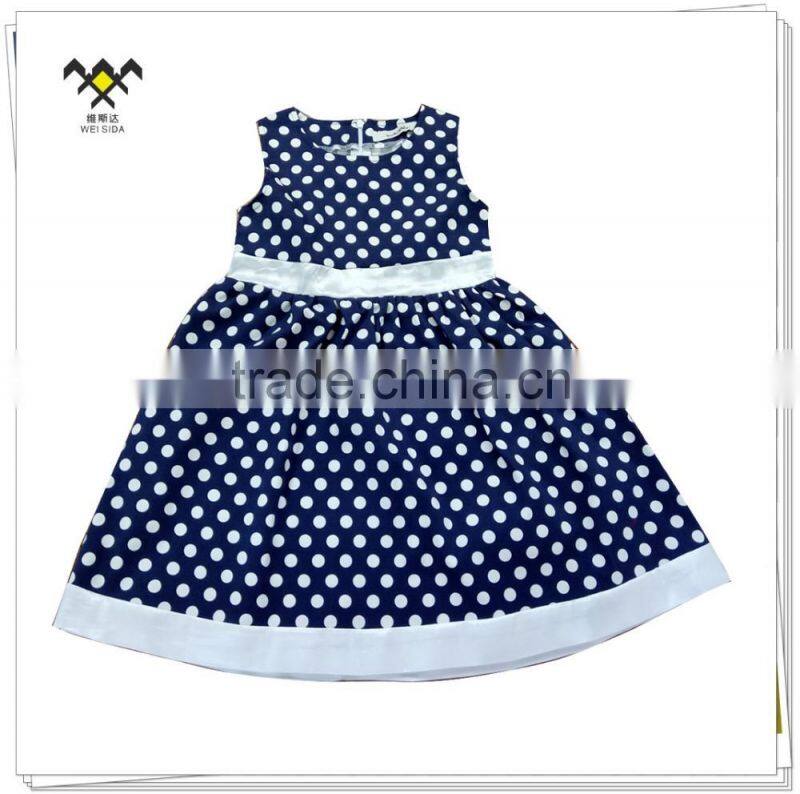 latest designs girls evening dress with blue dot printing