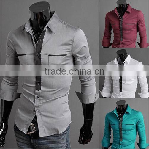 Competitive price customise 2016 new pattern long sleeve slim fit shirt for men
