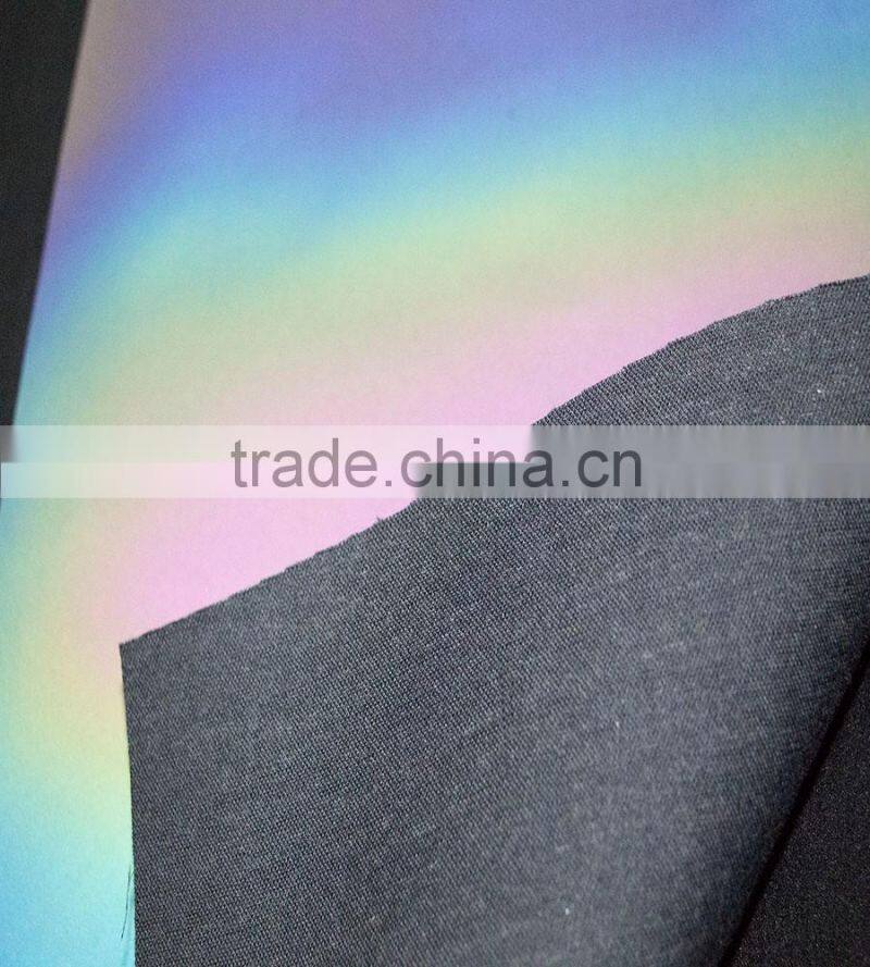 2016 popular 0.6mm rainbow reflective pu fabric for backpack