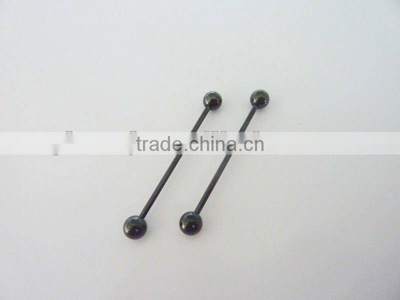Wholesale New Hot Charm 14G 316L Surgical Stainless Steel plate anodized black piercing industrial barbell tongue ring