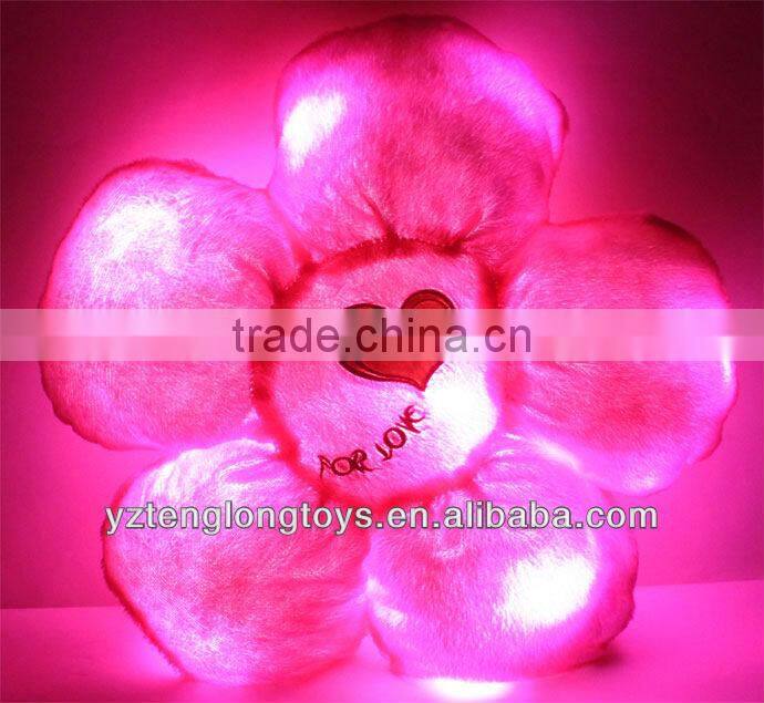 New design custom colorful heart plush LED light pillow