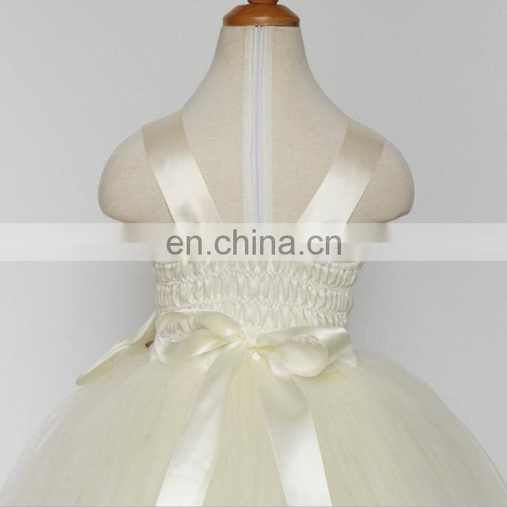 Ivory Flower Girl Tulle Dress Bridesmaid Dress Christening Gown Birthday Outfit
