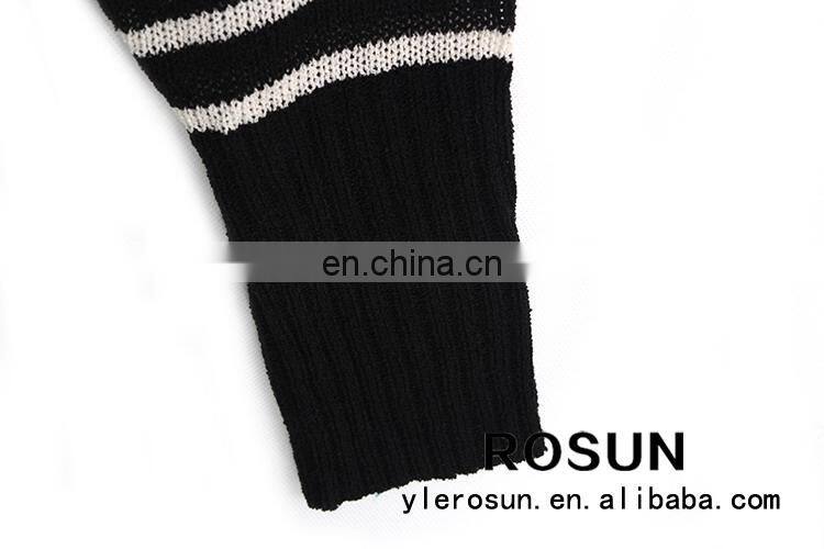 American style zebra striped design sweater long length cardigan