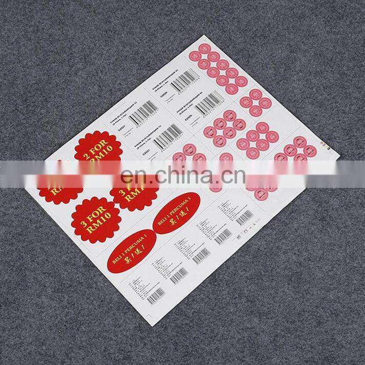 Manufacturer's direct selling supermarket products promotional label,customized Waterproof Self Adhesive Sticker Printing