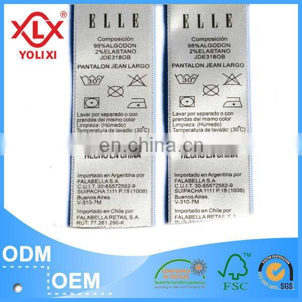 Custom fashion garment labels, printed label, care label