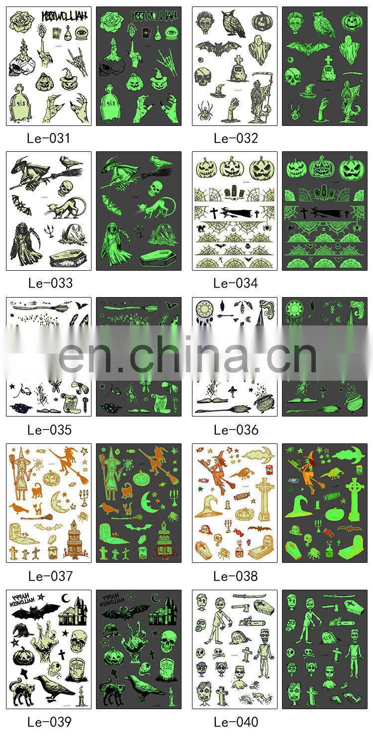 Rocooart Halloween Luminous Temporary Tattoo Tombstone Tattoo Witch Glowing in Dark Waterproof Tattoo Stickers Hallowmas