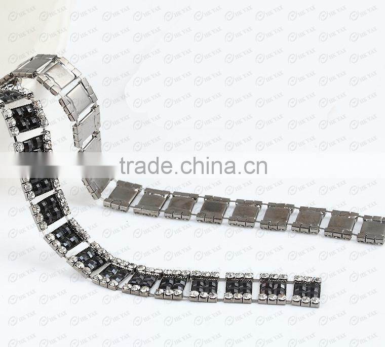 W0319 Black resin metal rhinestone crystal patch,crystal patches to sew,metal rhinestone crystal patch