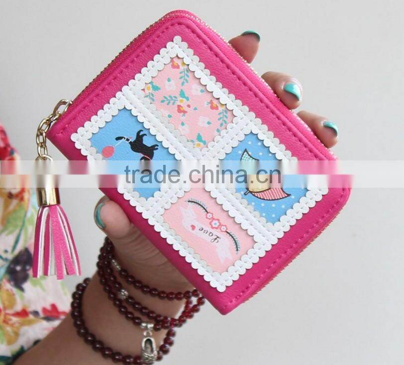 Mixed colorful purse Handbang for women Cartera Billetera para dama design with cartoon Giraffi