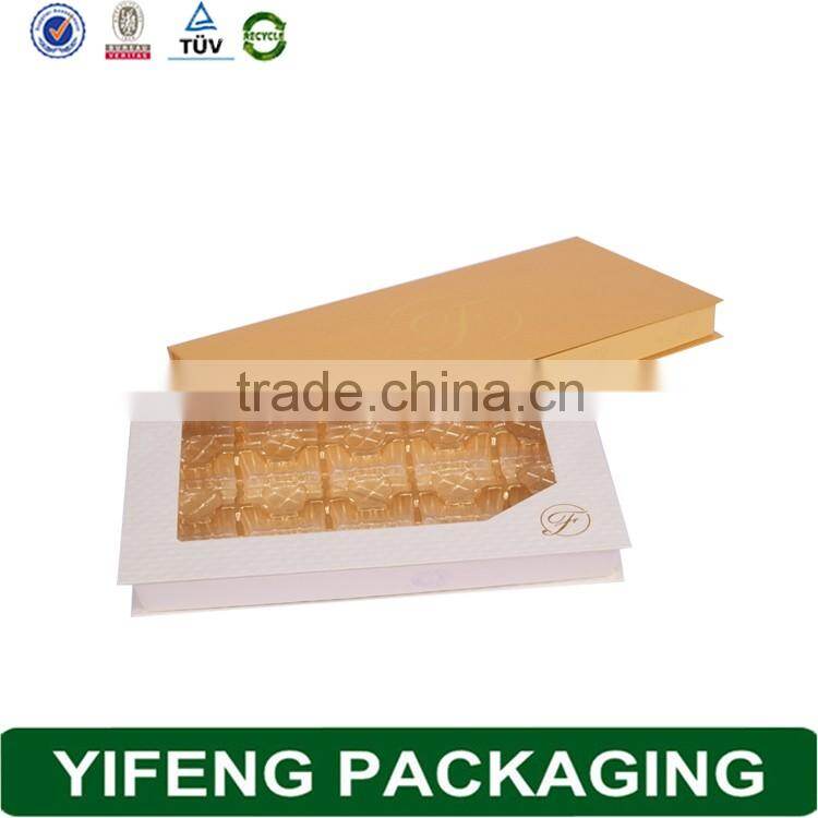 Popular rigid paper chocolate box packaging,luxury cardboard chocolate box with PVC divider tray inside
