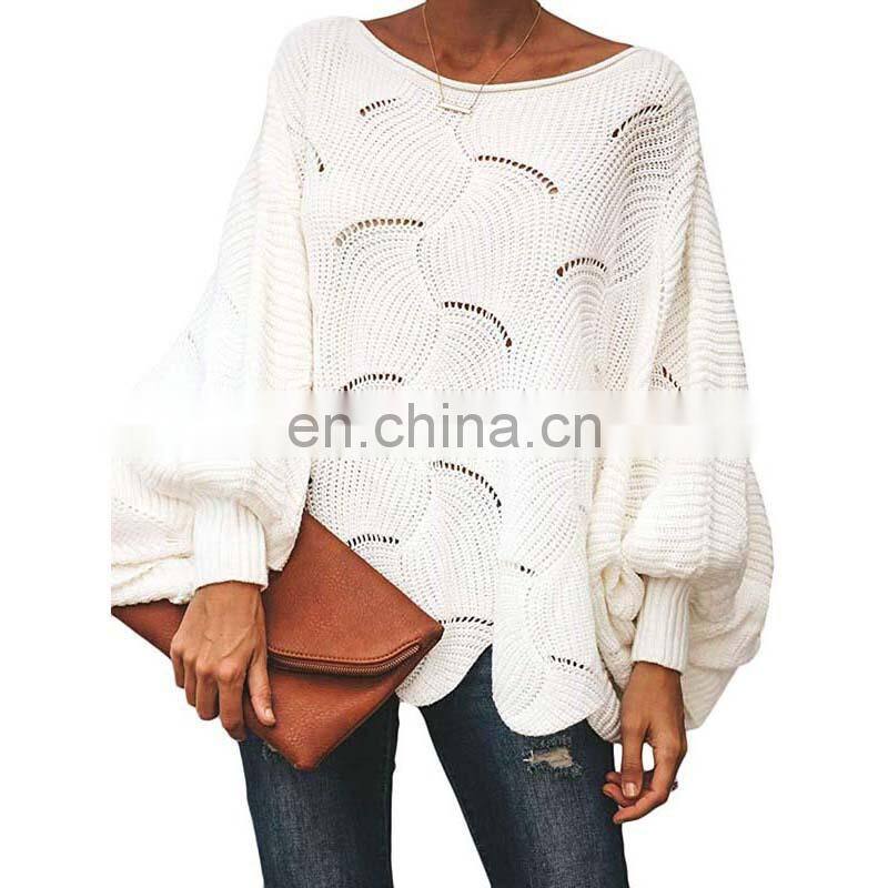 Wholesale custom women's sweaters Casual and comfortable Loose Solid color Large size hollow-carved design fashion
