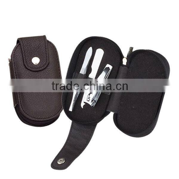 New style zipper with button closure compact manicure set