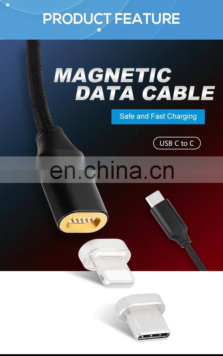 Custom Multi 3 In 1 Nylon Braided Cable Mobile Phone Fast Charger Type C To Type C Magnetic Data Cable