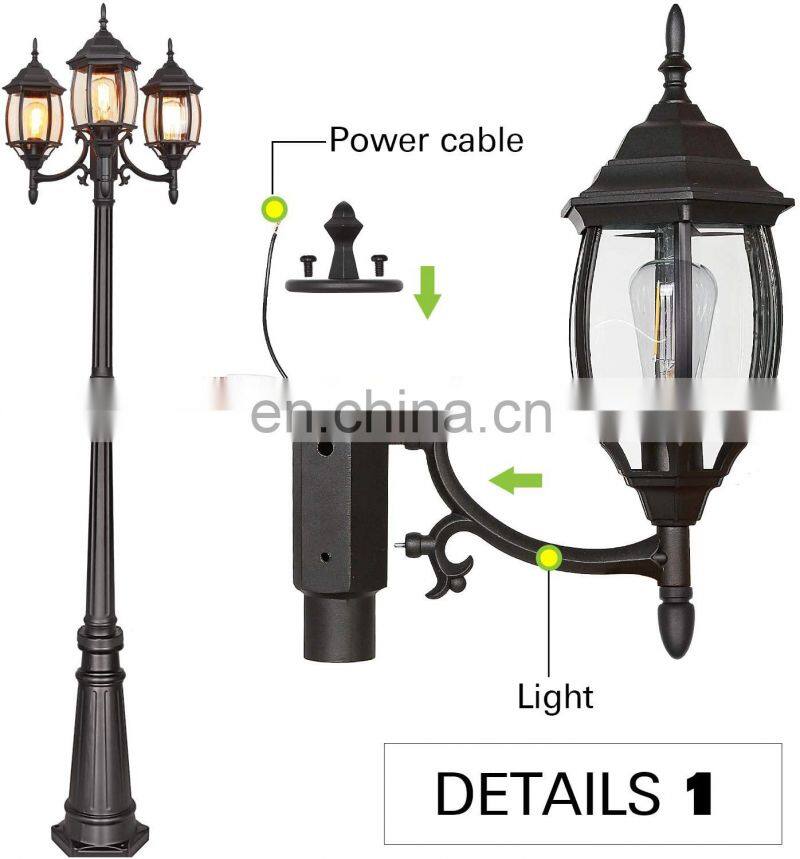 led outdoor post lighting 3-head surface-mount post combination wet location antique landscape post lights for homes